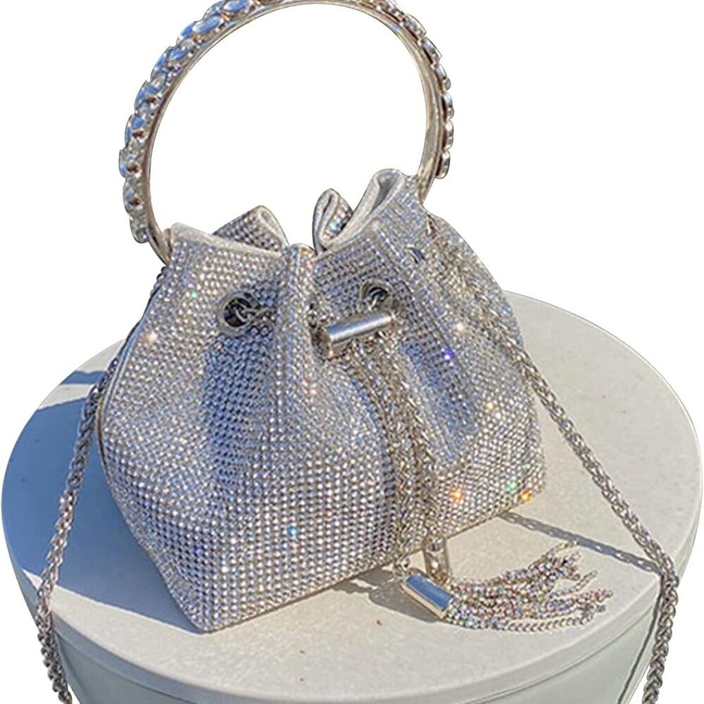 Upgrade Rhinestone Evening Bag Bling Purse Sparkly Diamond Silver Clutch Purses